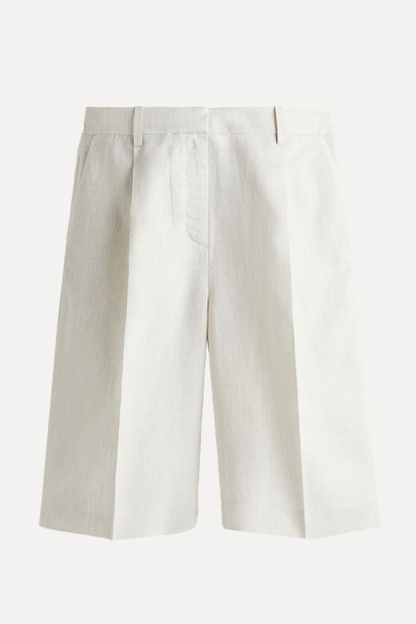 Linen-Blend Tailored Shorts