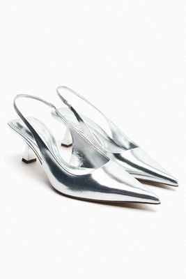 Heeled Slingback Metallic Shoes from Zara