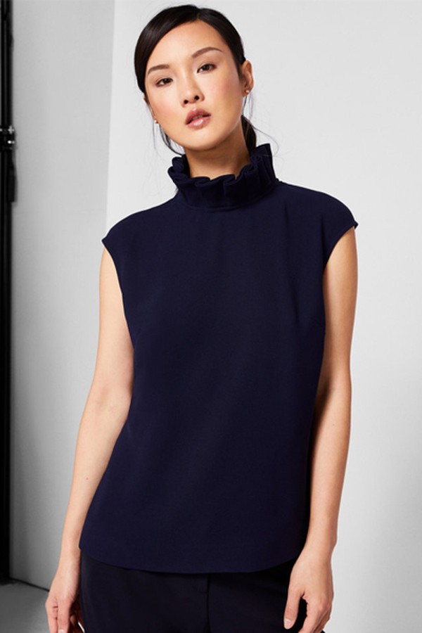 Ruffle High Neck Top