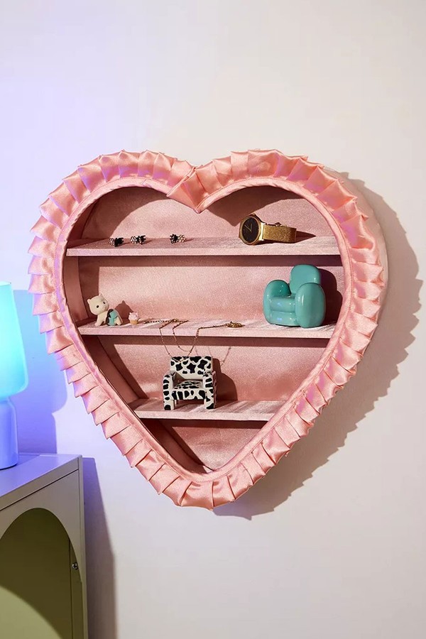 Heart Satin Ruffle Wall Shelf