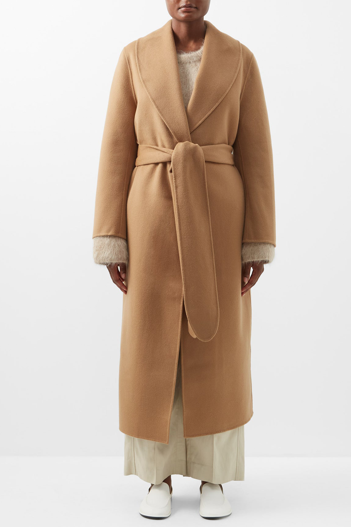 Belted Wool Felt Coat from Totême