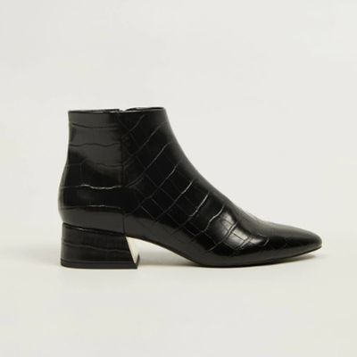 Croc-Effect Ankle Boots from Mango