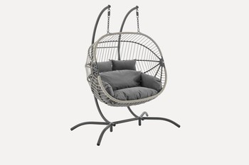 Harrington Rattan + Rope Indoor Outdoor Double Hanging Chair from Daals