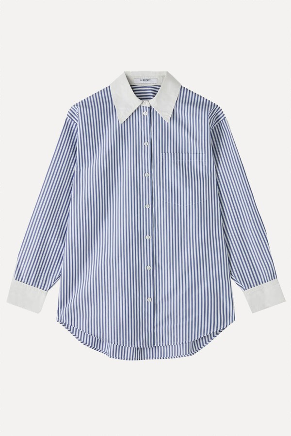 Striped Contrast Collared Shirt With Cotton from LK BENNETT