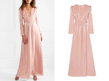 Rosalie Gathered Metallic Chiffon Gown from Rachel Zoe