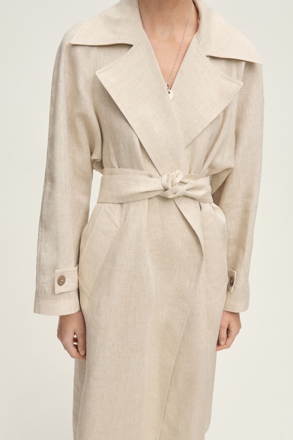 Linen Trench Coat With Pronounced Lapels from Mango