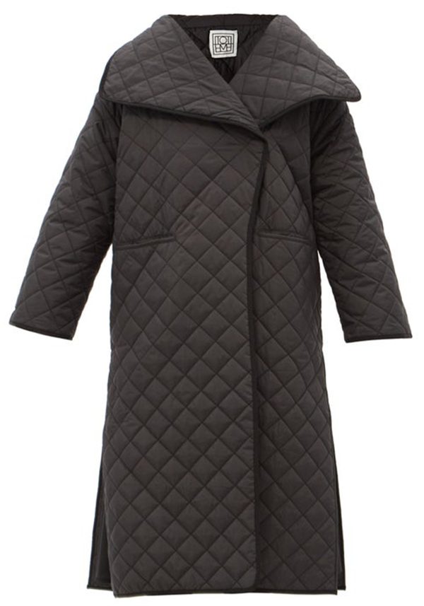 Quilted Recycled-Shell Wrap Coat from Toteme