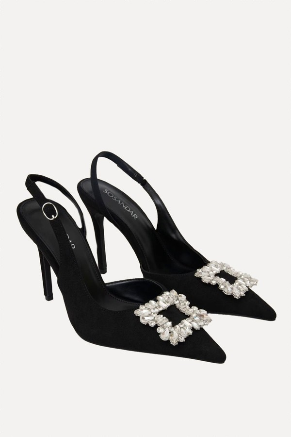 Sparkle Stiletto Heel Slingback Sandals from SOSANDAR 