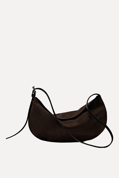 Split Leather Half-Moon Bag from Massimo Dutti