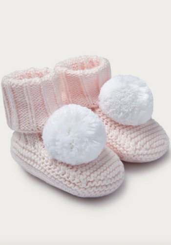 Knitted Pom-Pom Booties