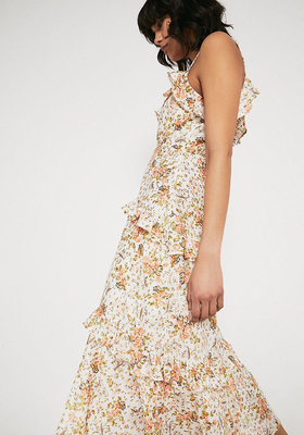 Cami Maxi Dress With Ruffle In Foil Floral