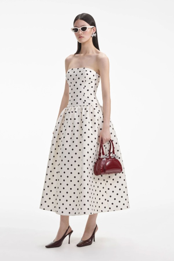 Polka Dot Taffeta Midi Dress from Self-Portrait