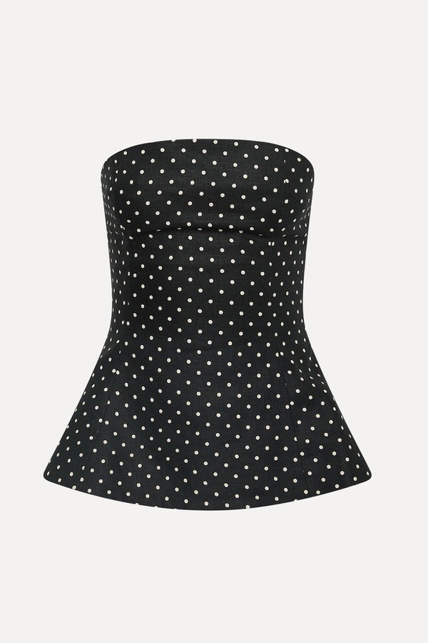 Petro Polka-Dot Peplum Linen Top from Faithfull