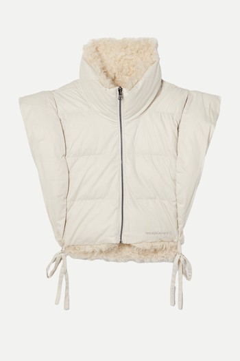 Reversible Cropped Quilted Padded Faux Shearling-Trimmed Shell Vest from MARANT ÉTOILE