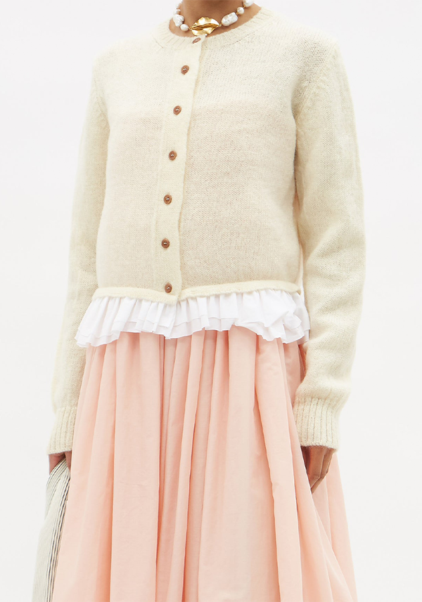 Giuseppe Ruffled-Hem Lambswool Cardigan from Molly Goddard