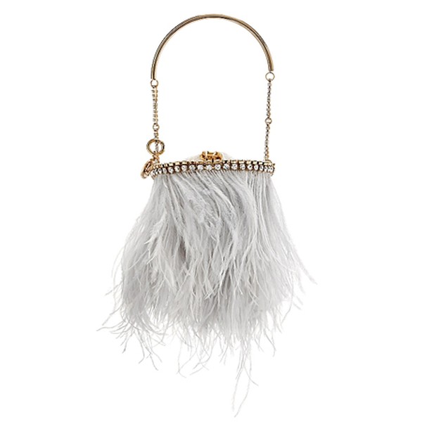 Kingham Feather-Embellished Top Handle Bag from Rosantica