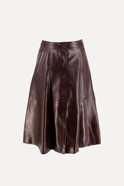 Leather Button-Down A-Line Skirt from Alice Balas Paris