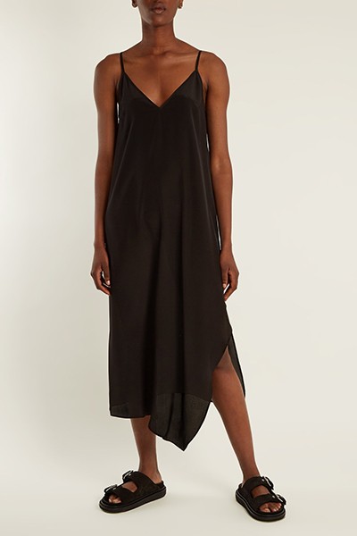 Asymmetric Hem Silk Slip Dress from Raey