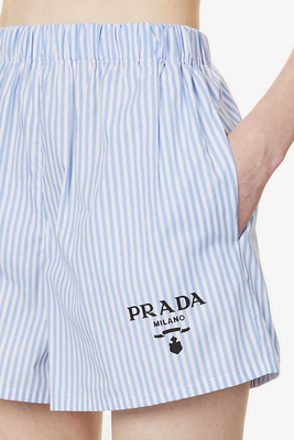 Striped Mid-Rise Cotton Shorts from Prada