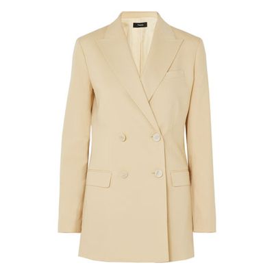 Double Breasted Wool Blend Canvas Blazer from Theory
