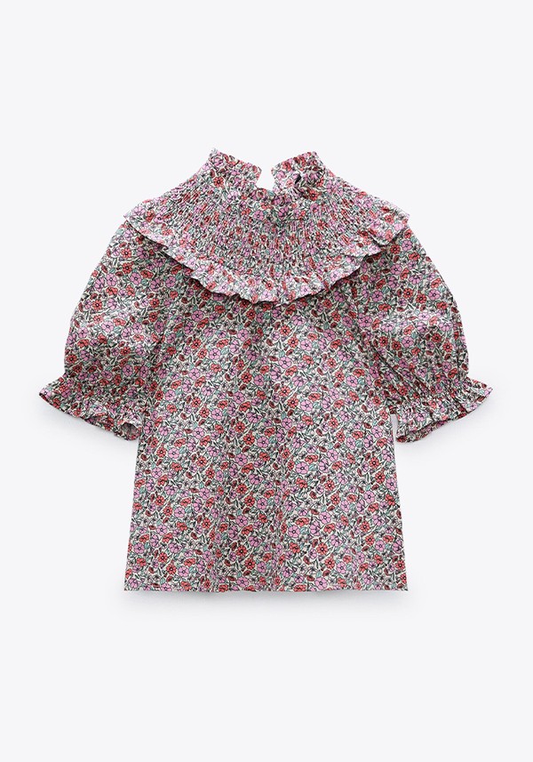 Floral Print Poplin Blouse from Zara