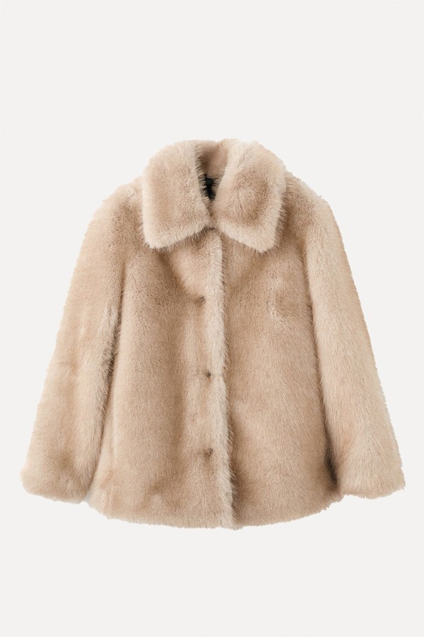 Faux-Fur Coat With Buttons from Mango