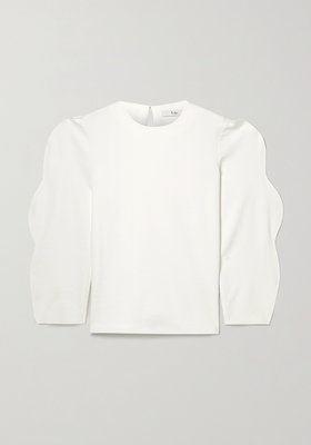 Scalloped Stretch-Jersey Top from Tibi 