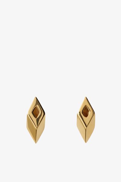 Gold-Plated Hollow Stud Earrings