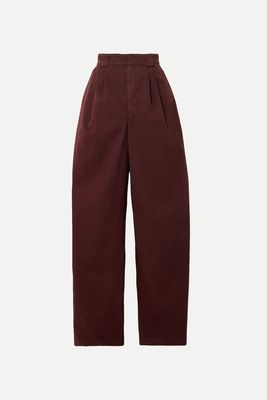 Pleated Washed Cotton-Sateen Wide-Leg Pants from LEMAIRE