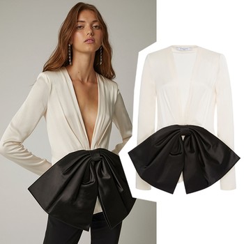 Givenchy Satin Bow-Embellished Crepe De Chine Blouse