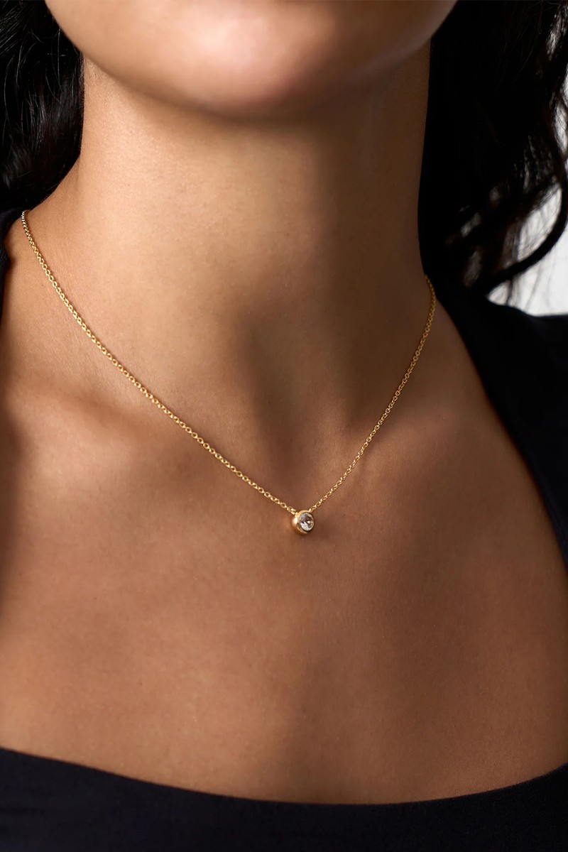 Gold Dome Diamond Necklace