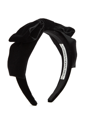 Black Bow-Embellished Velvet Headband  from Alessandra Rich