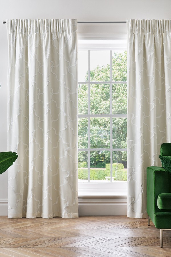 Pencil Pleat Blackout Wiggle Embroidered Curtain