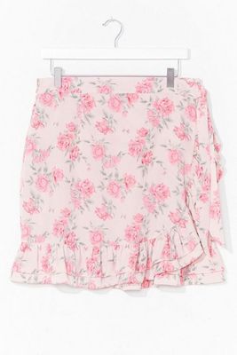 Plus Size Floral Ruffle Mini Skirt