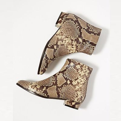 Snakeskin-Print Ankle Boots from Anthropologie