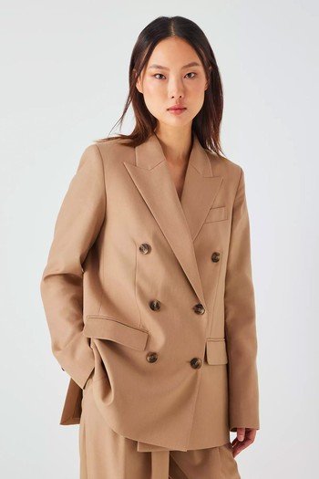 Wool-Blend-Longline-Double-Breasted-Blazer, £125 | John Lewis