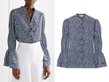 Ruffled Printed Crepe Blouse from Michael Kors