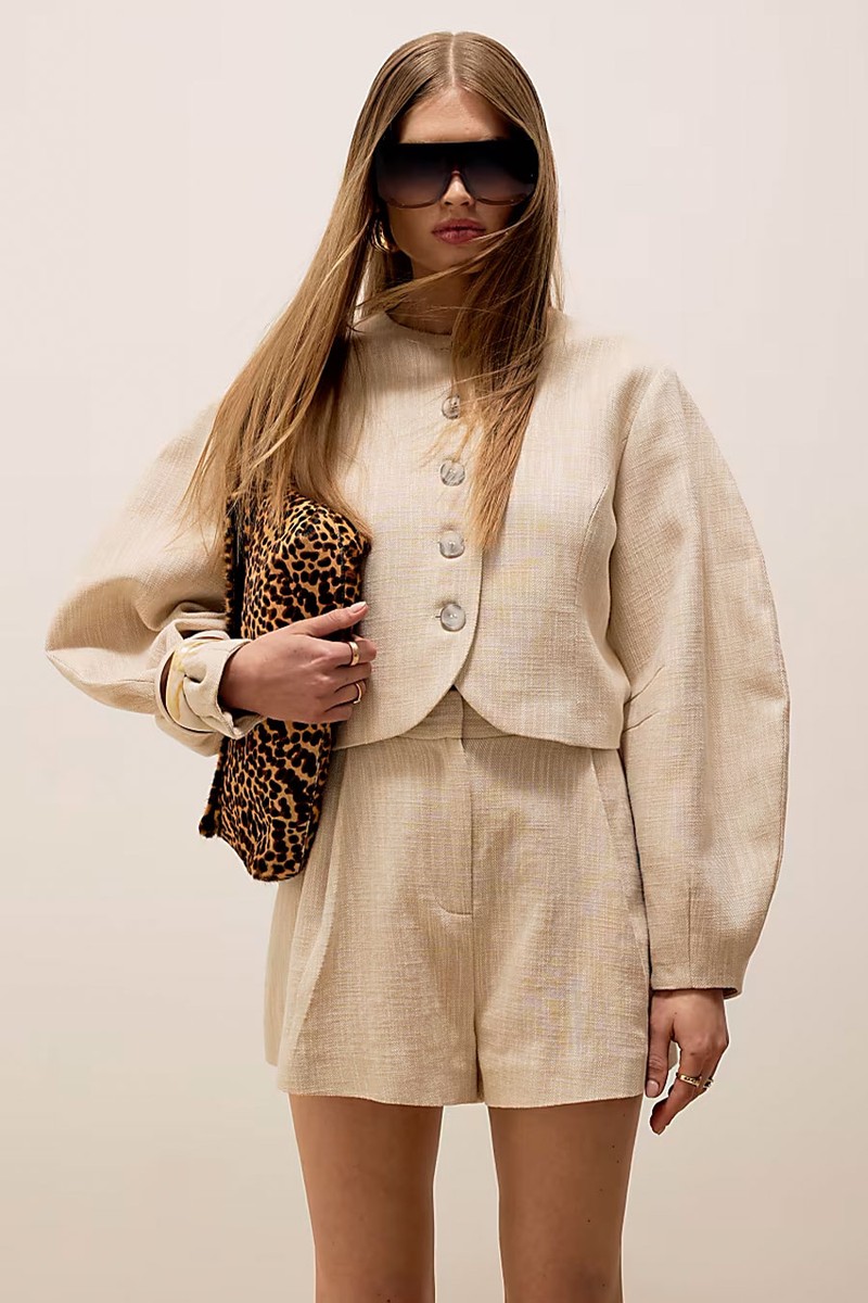 Long Sleeve Collarless Jacket from River Island