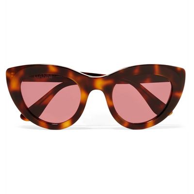 Tortoiseshell Cat-Eye Acetate Sunglasses from Ganni