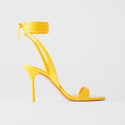 Tied Leather High Heel Sandals With Straps from Zara