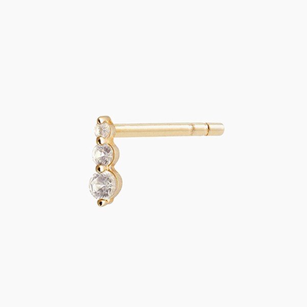 Three Stone White Sapphire Gold Stud from Otiumberg
