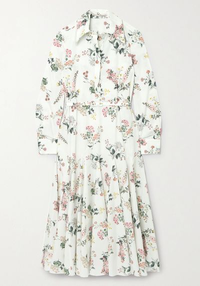 Marion Belted Floral-Print Organic Cotton-Poplin Midi Dress from Emilia Wickstead