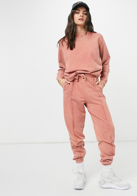 Oversized Jogger With Pintuck in Acid Wash in Terracotta from Asos Design