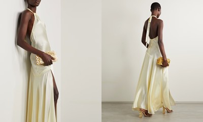 Braylon Lace-Trimmed Silk-Satin Halterneck Gown, £663 | LoveShackFancy