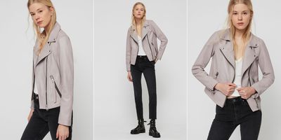 Dalby Leather Biker Jacket Lavender, £298