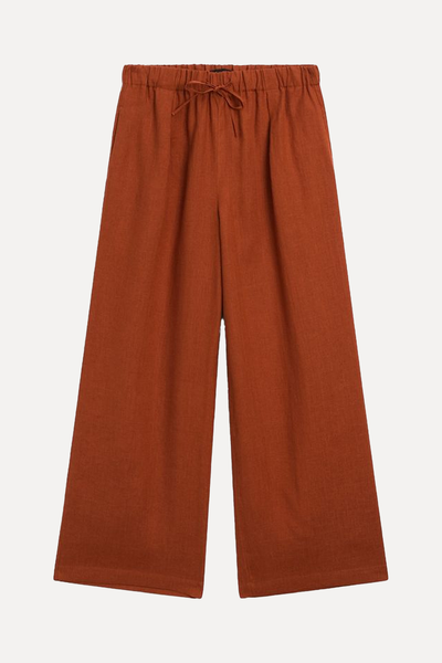 100% Linen Trousers With Elasticated Waistband from Massimo Dutti