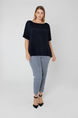 Midnight Blue Crepe Jersey Contrast Top