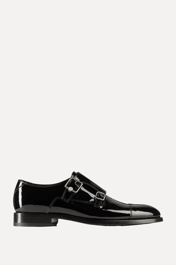 Finnion Monkstrap Patent Leather Monk Strap Shoes With Studs