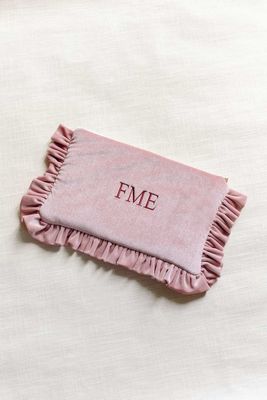 The Pink Velvet Ruffled Pouch from Clementine & Mint