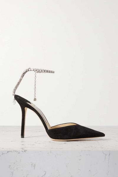 Saeda 100 Crystal Embellished Suede Pumps from Jimmy Choo